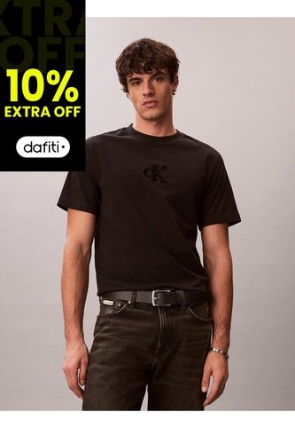 Camiseta Negra De Manga Corta Con Monograma Estampado Calvin Klein Calvin Klein
