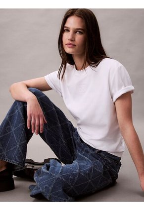 Camiseta Blanca Interlock Con Emblema CK Calvin Klein