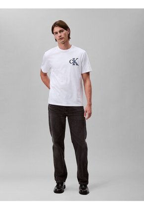 Camiseta Blanca Varsity Con Monograma De Parche Calvin Klein