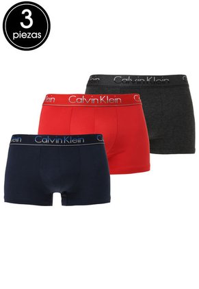 Trío Bóxer Gris-Blanco-Rojo Calvin Klein