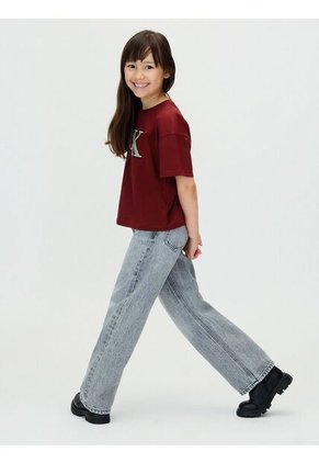 Camiseta Vino Tinto Corta Con Monograma Con Acabado Brillante Calvin Klein