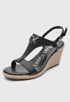 Sandalia Tacón Corrido Calvin Klein Blanta Negro