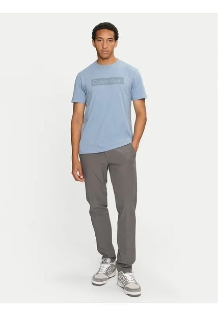 Camiseta Azul Con Logo En Caja Calvin Klein