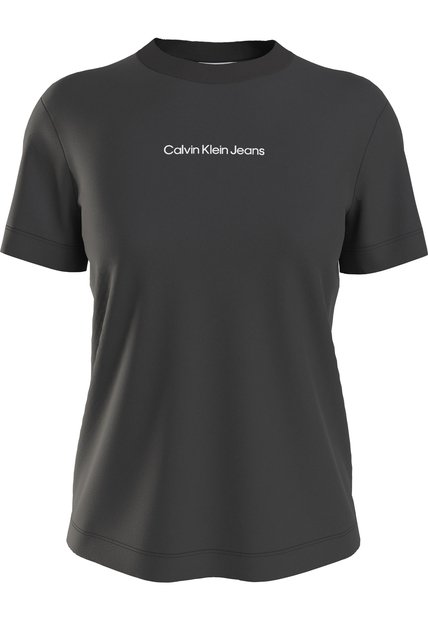Camiseta Con Cuello Redondo Y Logo Mujer Negro Calvin Klein