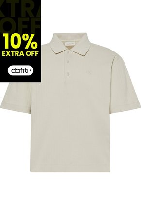Polo Beige Relaxed De Manga Corta Con Tejido De Canalé Calvin Klein