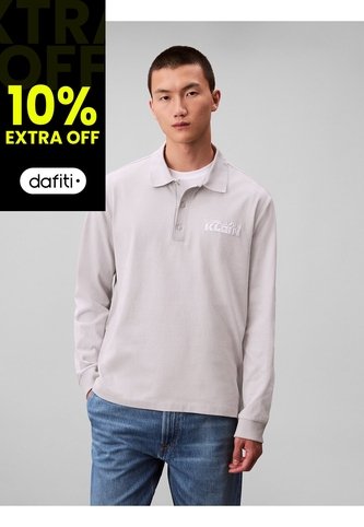 Polo Gris De Manga Larga Con Tejido Sacos / Saco Tejido Grueso Aterciopelado Calvin Klein Calvin Klein
