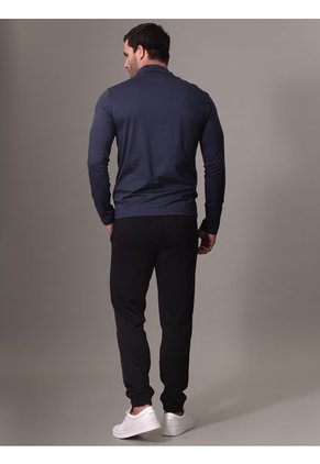 Camiseta Azul Con Cuello Alto Y Media Cremallera Calvin Klein