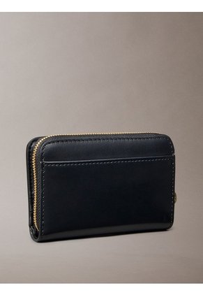 Billetera Negra De Cuero Mediana Con Cremallera Calvin Klein