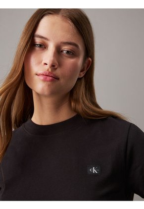 Camiseta Negra Con Monograma E Insignia Calvin Klein