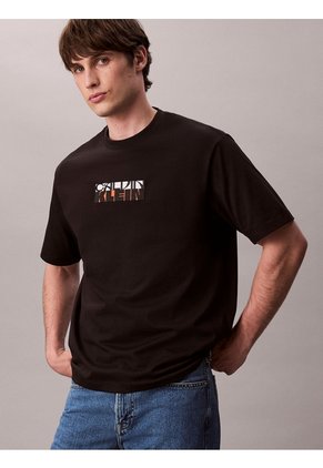 Camiseta Negra Con Gráfico De Logo En Bloque Calvin Klein