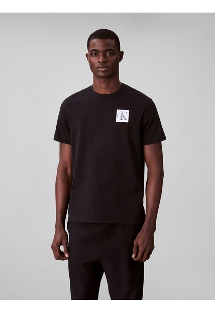 Camiseta Negra De Manga Corta Con Logo Calvin Klein
