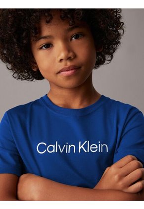 Camiseta Azul Con Logo Infantil Calvin Klein