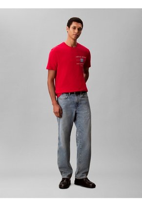 Camiseta Roja Con Estampado Gráfico Red Box New York City Calvin Klein