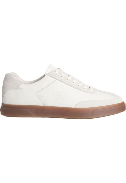 Tenis Blanco De Perfil Bajo En Texturas Mixtas Calvin Klein
