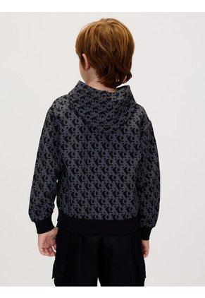 Buzo Negro Con Capota Y Estampado Integral De Monograma Calvin Klein