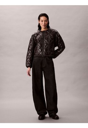 Chaqueta Negra Acolchada Con Patrón De Logo Calvin Klein