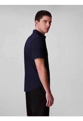 Camisa Azul Slim De Algodón Elástico Calvin Klein