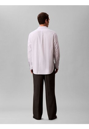 Camisa Blanca Relaxed De Manga Larga En Tejido Dobby A Rayas Calvin Klein