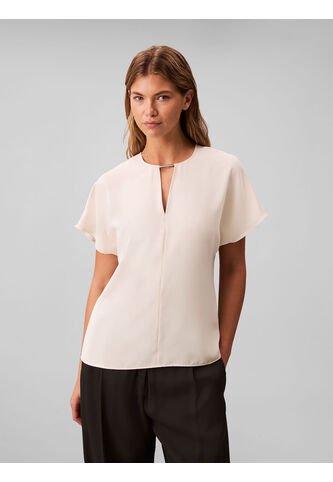 Blusa Beige De Manga Corta En Crêpe De Chine Calvin Klein Calvin Klein