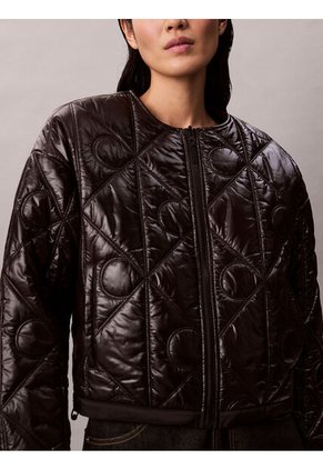 Chaqueta Negra Acolchada Con Patrón De Logo Calvin Klein