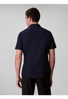 Camisa Azul Slim De Algodón Elástico Calvin Klein