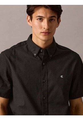 Camisa Negra Oxford Clásica De Manga Corta Calvin Klein