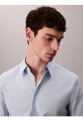 Camisa Azul Slim De Algodón Elástico Calvin Klein