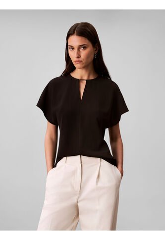 Blusa Negra De Manga Corta En Crêpe De Chine Calvin Klein Calvin Klein