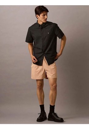 Camisa Negra Oxford Clásica De Manga Corta Calvin Klein