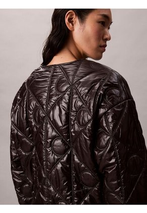 Chaqueta Negra Acolchada Con Patrón De Logo Calvin Klein