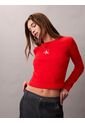 Camiseta Roja Manga Larga Ajustada Con Monograma Calvin Klein de Calvin Klein