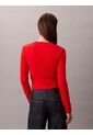 Camiseta Roja Manga Larga Ajustada Con Monograma Calvin Klein de Calvin Klein