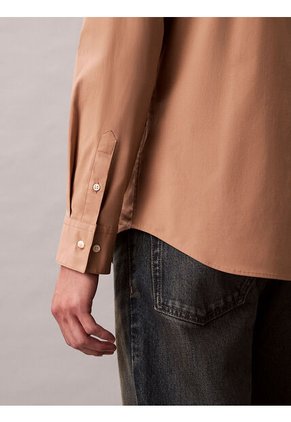 Camisa Beige Slim Fit Elástica De Manga Larga Calvin Klein