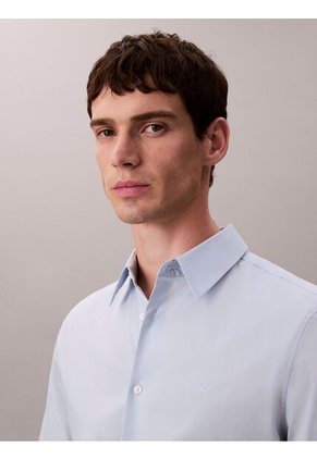 Camisa Azul Slim De Algodón Elástico Calvin Klein
