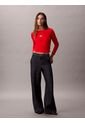 Camiseta Roja Manga Larga Ajustada Con Monograma Calvin Klein de Calvin Klein