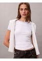 Camiseta Blanca Baby Fit De Manga Corta En Canalé Calvin Klein de Calvin Klein