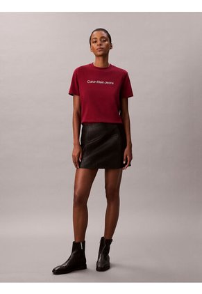 Camiseta Vino Tinto Clásica Con Logo Estampado Calvin Klein