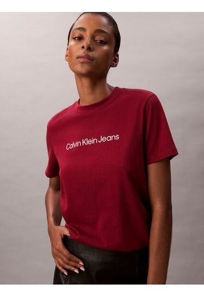 Camiseta Vino Tinto Clásica Con Logo Estampado Calvin Klein