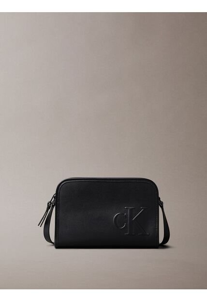 Bolso Negro Cruzado Con Monograma En Relieve Calvin Klein