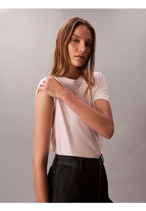 Camiseta Rosa Clásica Con Monograma Metalizado Calvin Klein