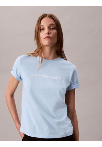 Camiseta Celeste Clásica Con Logo Estampado Calvin Klein Calvin Klein