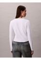 Camiseta Blanca Manga Larga Ajustada Con Monograma Calvin Klein de Calvin Klein