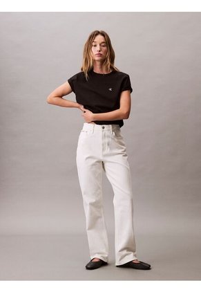 Camiseta Negra De Algodón Con Logo De Archivo Calvin Klein