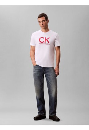 Camiseta Blanca Con Estampado Gráfico De Monograma Calvin Klein