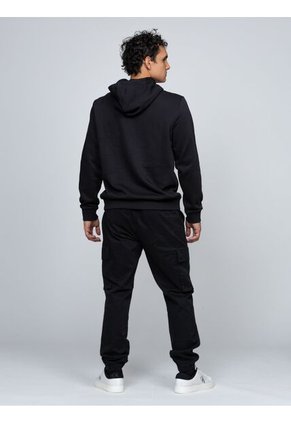 Buzo Negro Con Capota Y Estampado De Monograma Calvin Klein