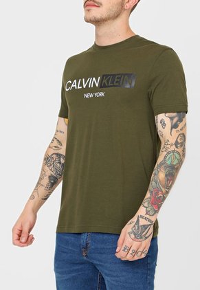 Camiseta Verde Oliva-Negro-Blanco Calvin Klein