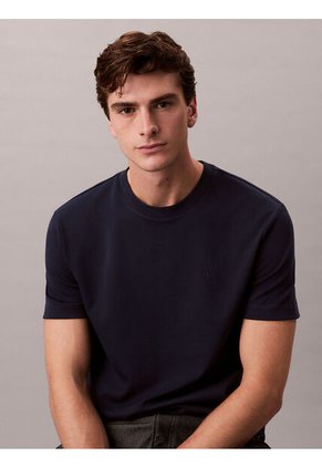 Camiseta Azul De Algodón Interlock Calvin Klein