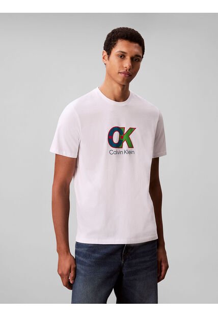 Camiseta Blanca Con Estampado Gráfico De Monograma Calvin Klein