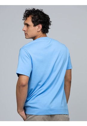 Camiseta Celeste De Algodón Interlock Calvin Klein