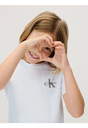 Camiseta Blanca Infantil Con Monograma Calvin Klein